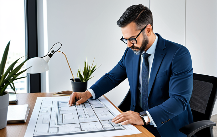 **

"A professional architect in a modern office, reviewing blueprints, wearing a stylish, fully clothed business outfit, with glasses, natural light, safe for work, appropriate content, perfect anatomy, well-formed hands, natural pose, professional attire, family-friendly."

**