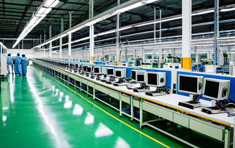 Electronics Manufacturing in Thailand**

A sprawling, modern electronics factory near Bangkok, Thailand, filled with advanced robotic assembly lines. Workers in cleanroom suits meticulously assemble components. The factory exterior shows a lush, green landscape contrasting with the high-tech interior. Focus on the precision and scale of the operation. Safe for work, appropriate content, fully clothed, professional setting, demonstrating Thailand's position as a hub for electronics production. Perfect anatomy, correct proportions, natural pose, professional photography, high quality.

**