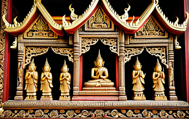 태국의 공예품 산업 - **Celadon Pottery Display:** "A beautifully crafted display of Celadon pottery, showcasing various v...