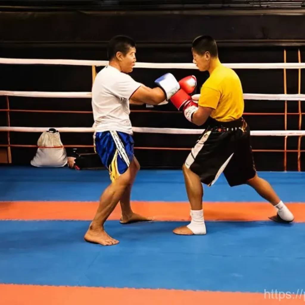태국의 전통 스포츠 부흥 - **Muay Thai: A Global Journey of Discipline and Connection**
    "A vibrant and dynamic scene depict...