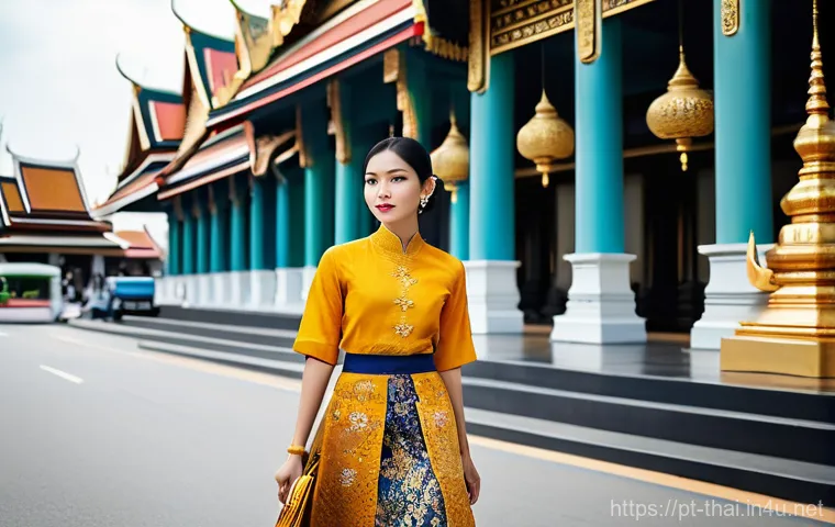 태국의 글로벌 브랜드 성장 - **Prompt:** A vibrant, high-definition photograph capturing the dynamic blend of tradition and moder...