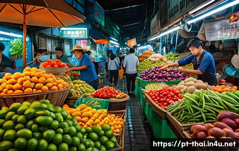 태국의 재래시장 체험 - Here are three detailed image prompts in English, designed to capture the essence of Thai markets an...