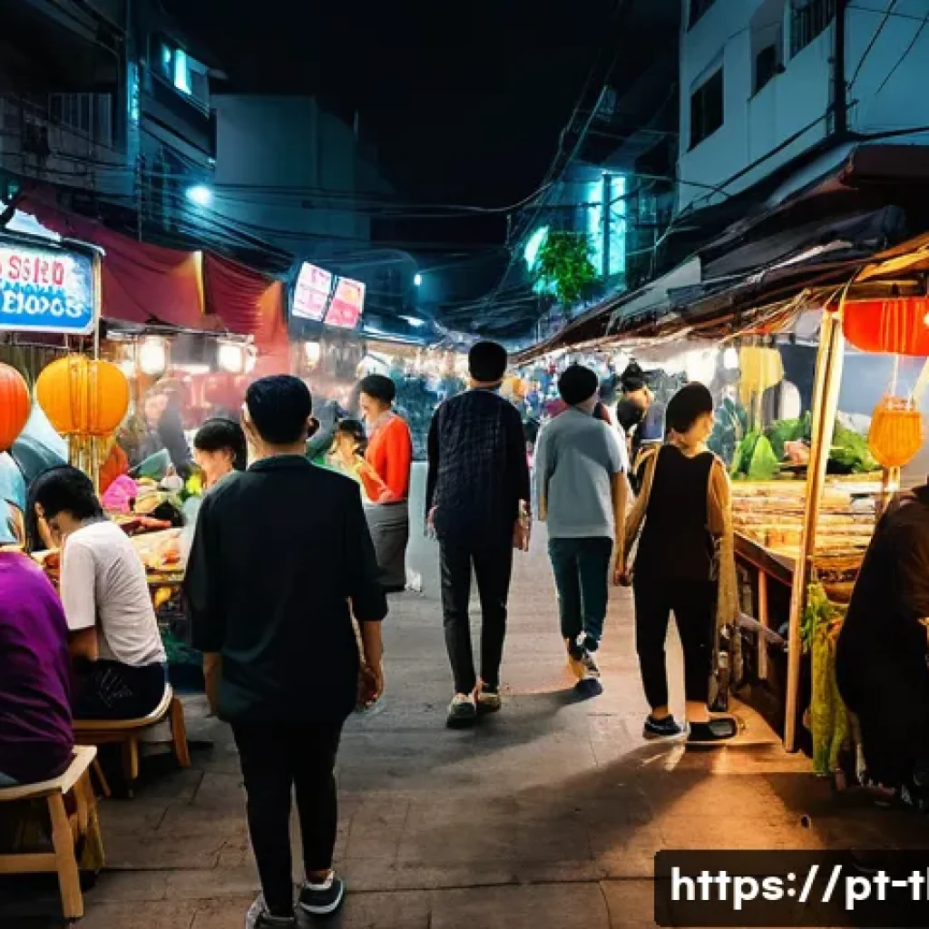 태국과 인접 국가 여행 - **Vibrant Southeast Asian Night Market Culinary Experience:**
    "A bustling night market scene in ...