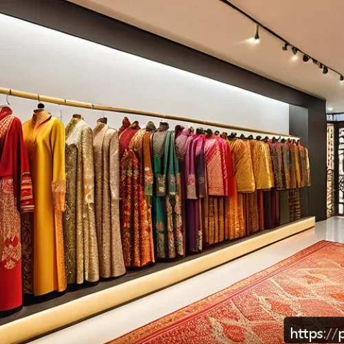 태국의 글로벌 브랜드 사례 - A modern Thai fashion boutique interior showcasing elegant clothing racks filled with contemporary o...