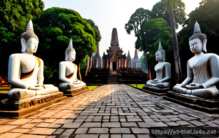Home 17 태국의 세계유산 목록 - Photorealistic sunrise view of ancient Ayutthaya temple ruins in Thailand, towering brick prang and ...
